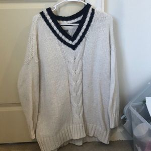 Blue and white knit sweater